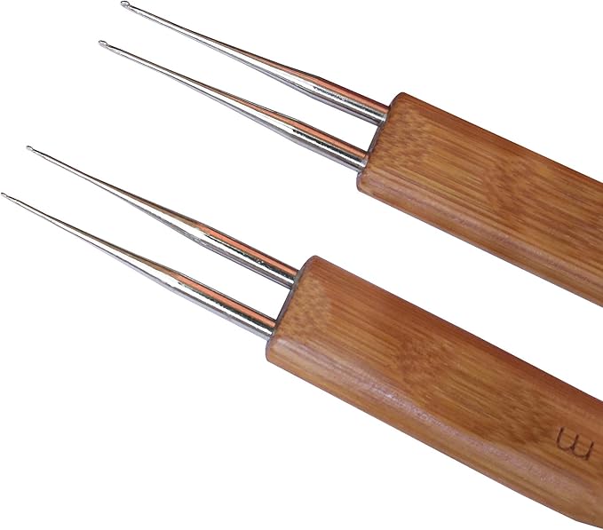 2 Pcs/Set Double Ended Dreadlock Crochet Hooks for Braid Hair (1 Hook 2 Hooks) Dreads Crochet Locs Needle for Braid Craft (0.5mm+ 0.75mm)