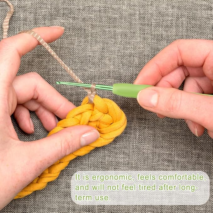 kgxulr 2 mm Crochet Hook, Aluminum Soft Grip Rubber Handle Needles, Ergonomic Knitting Needles for Handmade DIY Knitting Crochet