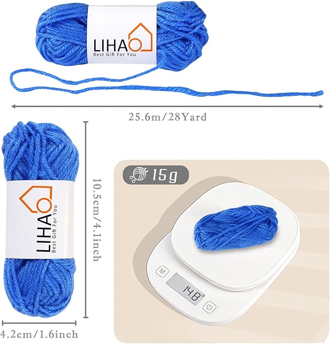 LIHAO 24 Acrylic Yarn Skeins for Knitting Mini Yarn Assorted Colors for Crochet Crafts DIY Gift — 100% Acrylic, 15g