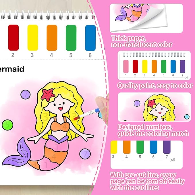 SOCOLER Paint with Water Coloring Books for Toddlers,Mess Free Watercolor Painting Sets for Kids,Water Color Paint Kit,Art Craft Birthday Gift for Ages 1-3, 4-8(Sea World)