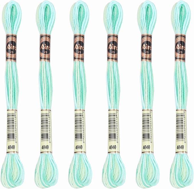 PATIKIL 6 Skeins Embroidery Floss, Polyester Embroidery Threads Bracelets String for Cross-Stitch Hand Embroidery, Green White