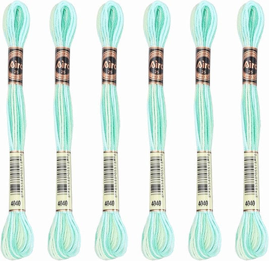 PATIKIL 6 Skeins Embroidery Floss, Polyester Embroidery Threads Bracelets String for Cross-Stitch Hand Embroidery, Green White