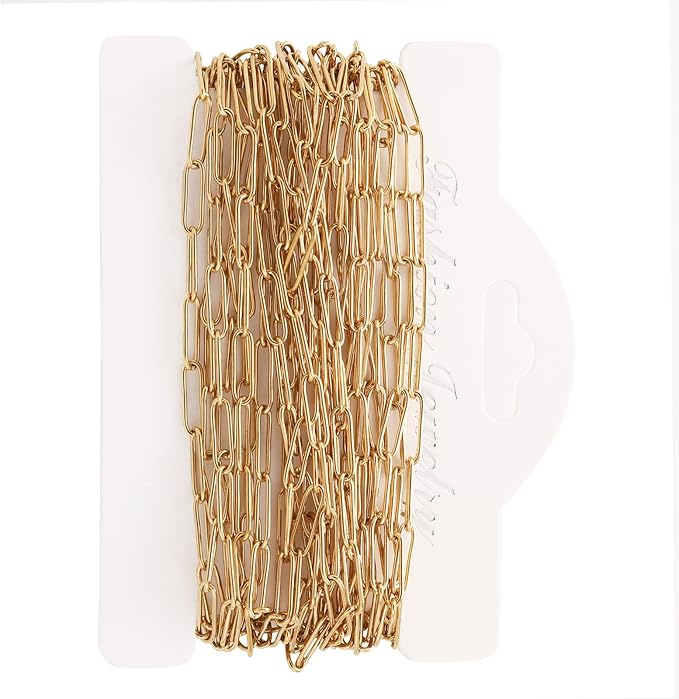 16.4 feet necklace chains for jewelry making, gold plated stainless steel chains bulk for diy necklace bracelet pendant supplies