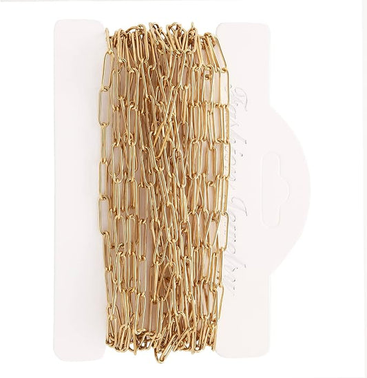16.4 feet necklace chains for jewelry making, gold plated stainless steel chains bulk for diy necklace bracelet pendant supplies
