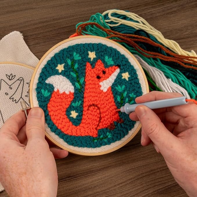 Kikkerland Punch Needle - Fox - Includes Everything Needed