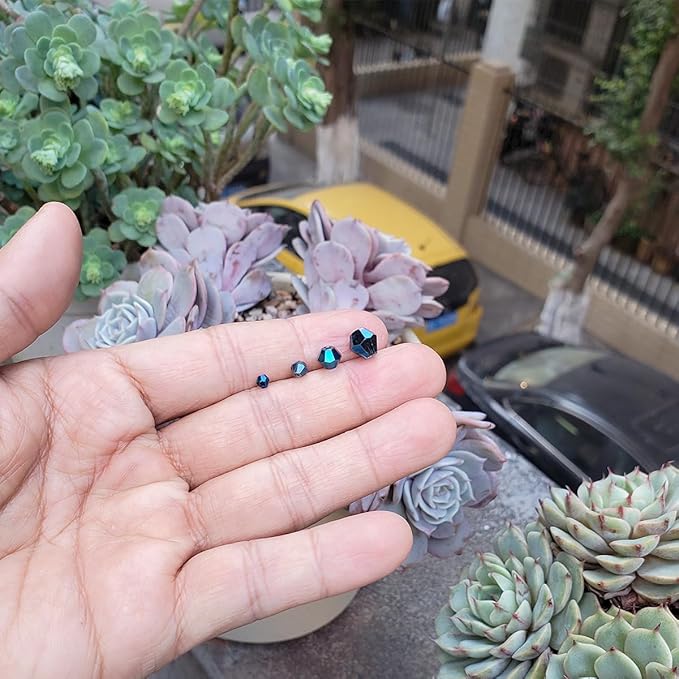 Clear Blue Bicone Glass Beads for Jewelry Making, Faceted Crytal Spacer Beads for Bracelet Necklace Earring (3mm 4mm 6mm 8mm Mixed Sizes, 1040pcs)