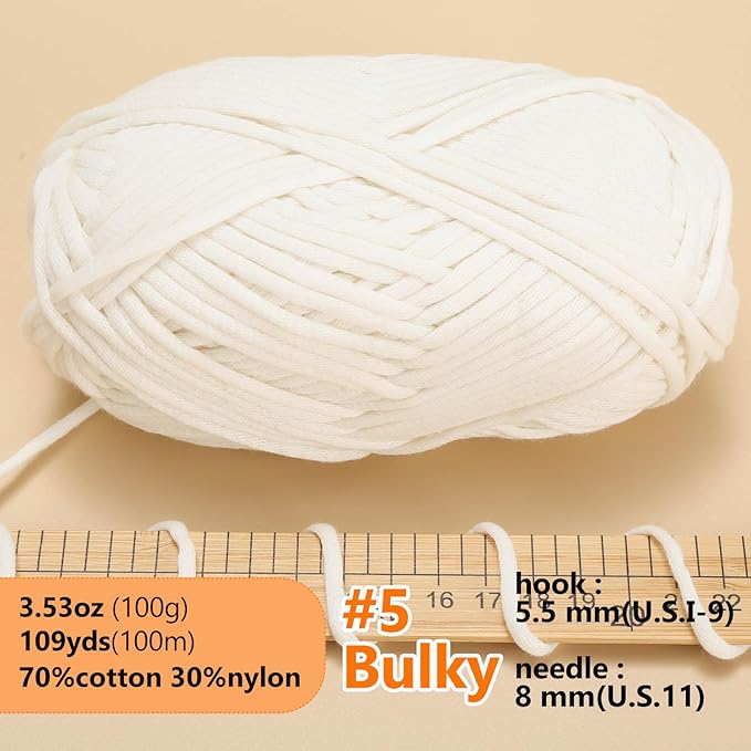 Soft Yarn for Crocheting - 100g, Perfect for Sweaters, Hats, Socks & Blankets (White)