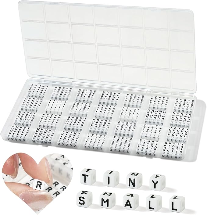 700 Pcs Small Letter Beads, 5×5mm Tiny Square Letter Beads for Bracelet Making, Mini White Letter Beads for Jewelry Making, Small Beads for Bracelets Necklaces Crafts Making