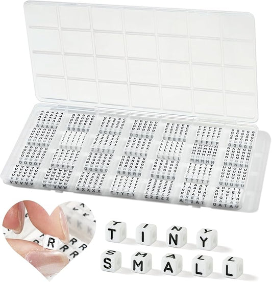700 Pcs Small Letter Beads, 5×5mm Tiny Square Letter Beads for Bracelet Making, Mini White Letter Beads for Jewelry Making, Small Beads for Bracelets Necklaces Crafts Making