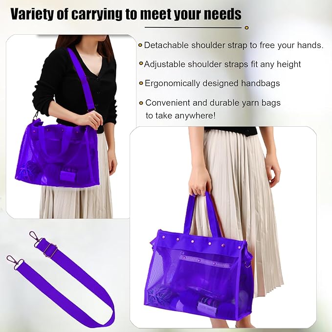 Knitting Bag Large Yarn Storage Organizer,Crochet Bags and Totes,Yarn Bags for Crocheting,Crochet Storage Bags for Crochet Hooks,Knitting Needles,Knit Bags for Crochet Lovers,Mother's Day Gift(Purple)
