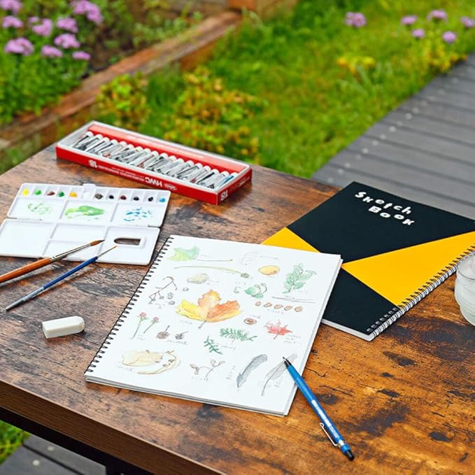 Maruman ZUAN Sketchbook, B5, 7.17" x 10.12", Classic Drawing Paper Sketchbook Pad, 50 Pages of Acid-Free Textured Paper for Sketching, Durable Twin-Wire Binding, Made in Japan