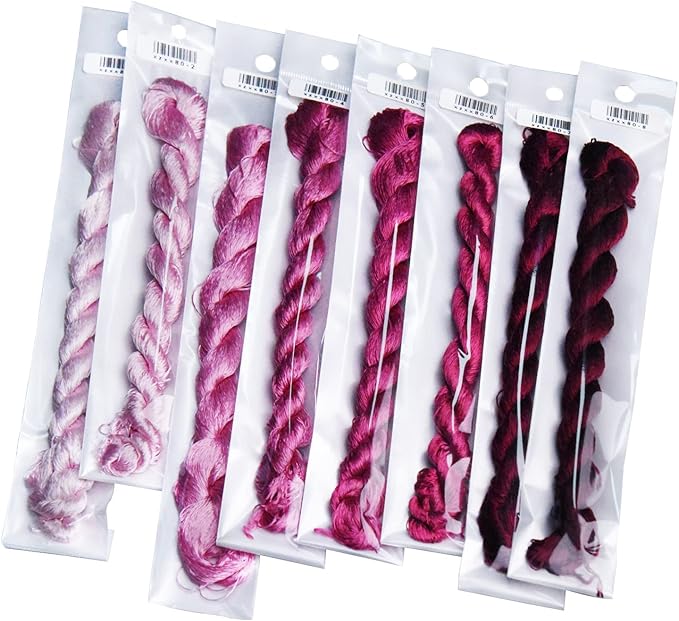 Natural 100% Silk Thread, Handmade Embroidery Thread Silk Floss 8 Colors 110m Each (80)