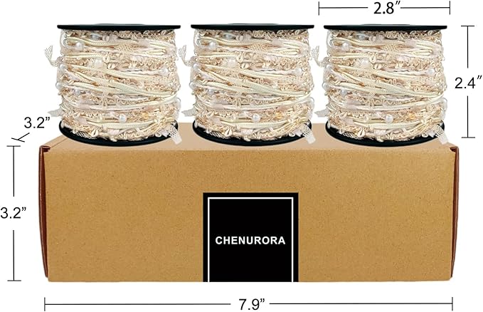 Artisanal Yarn Collection Multifiber Fancy Yarn with White Beads for Knitting Crocheting Crafts DIY, Set of 3 Rolls (Moonlight Gold)