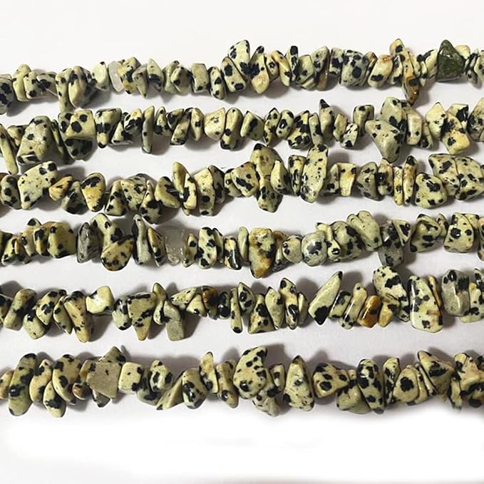 7-8mm Natural Dalmatian Jasper Gemstone Chips Beads Healing Crystals Waist Bracelets Necklace Kit Irregular Stone DIY Crafts Design Jewelry Making