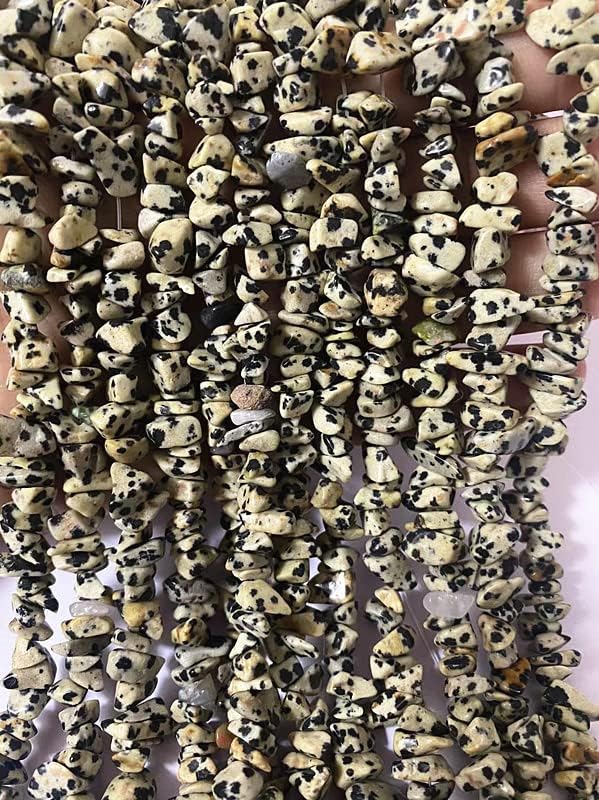 7-8mm Natural Dalmatian Jasper Gemstone Chips Beads Healing Crystals Waist Bracelets Necklace Kit Irregular Stone DIY Crafts Design Jewelry Making