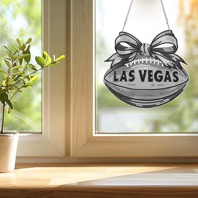 Rertcioph Football Diamond Art Hanging Kit for Adults, DIY Acrylic 5D Diamond Painting Hanging Ornament for Las Vegas Home Wall Decor and Gift
