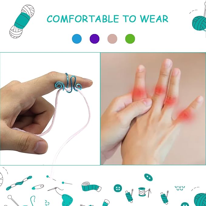 Crochet Ring,4 PCS Crochet Tension Ring for Finger,Handmade Tension Rings for Crocheting,Yarn Tension Ring for Crocheting and Knitting,Adjustable Size Knitting Crochet Ring Kit for Finger with Box