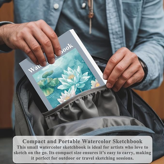 Fuxi Small Watercolor Sketchbook, 2-Pack - 5.5" x 8.5" | 140lb/300gsm Cold Press Watercolor Paper, 30 Sheets Per Pad.