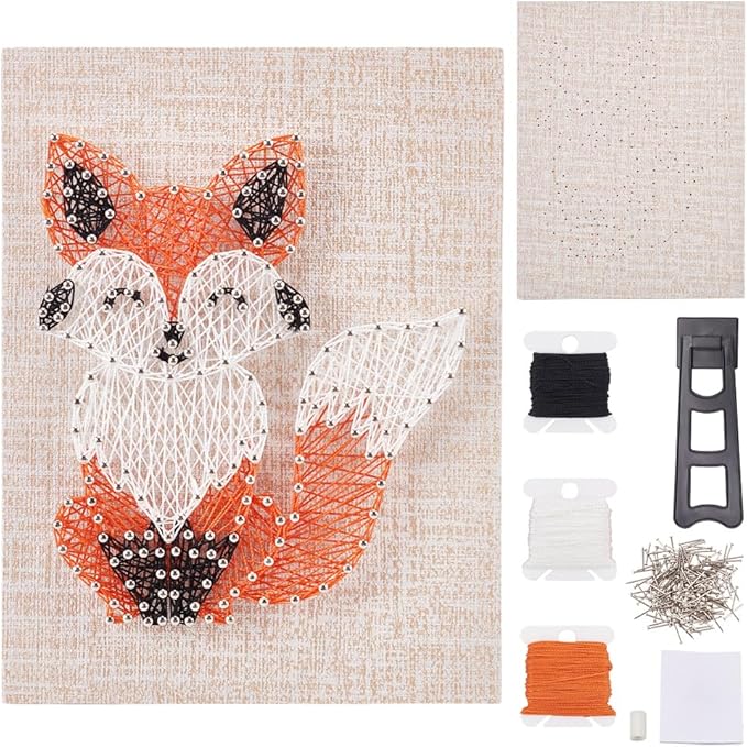 WEBEEDY DIY String Art Kit Fox Craft Kit Creative Animal String Art Craft Kits for Adult Beginners Christmas Holiday Home Wall Table Decorations Gift