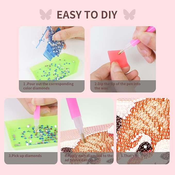FlyingMage 5D Diamond Art Painting Kits with Wooden Frame, Cute DIY Diamond Art Mosaic Kits for Adults Women Teen, Kawaii Diamond Crafts Arts Full Drill Diamond Dots (Orange Red Panda)