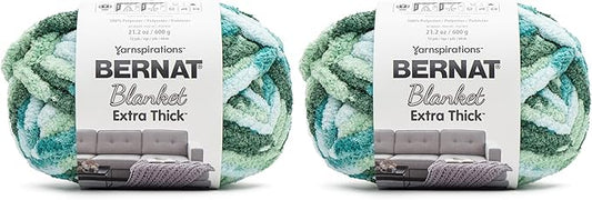 Bernat Blanket Extra Thick Teal Ivy Varg Yarn - 2 Pack of 21.12oz/598.74g - 100% Polyester - #7 Jumbo - 72 Yards - Chunky Yarn for Hand Knitting, Crocheting, Crafts & Amigurumi