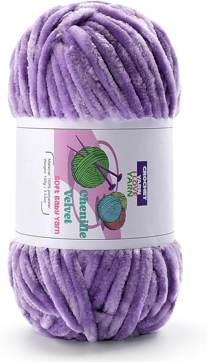 Plush Chenille Chunky Yarn, Velvet Fluffy Yarn for Hand Knitting, Baby Yarns for Crocheting Soft Making Blankets, Scarves, Dolls (3.5oz 87.5yds Each)