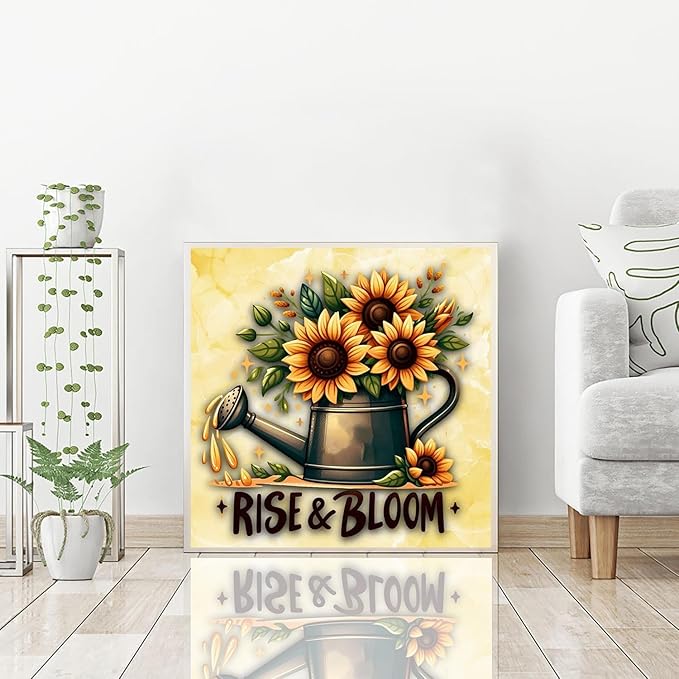 igoodom Diamond Art Kits for Adults, Sunflower Diamond Painting Kit, Full Drill Round Sunflower Diamond Art Kits, DIY Gem Art and Crafts for Home Wall Decor Gift 14x14inch