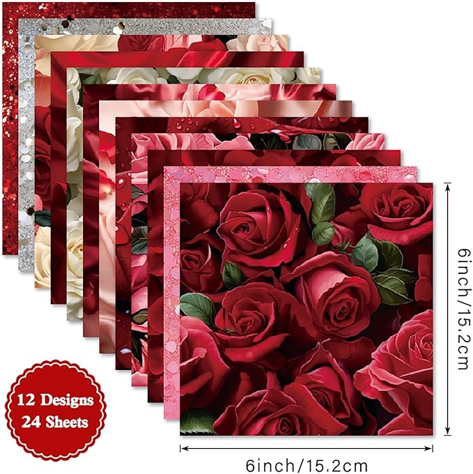 YASMEN Mother's Day Scrapbook Paper Pad, 6x6 Single-Sided Cardstock Paper Pad for Card Making, Journals, Planner, DIY Envelopes, Greeting Cards, Decorative Art Craft -24 Sheets