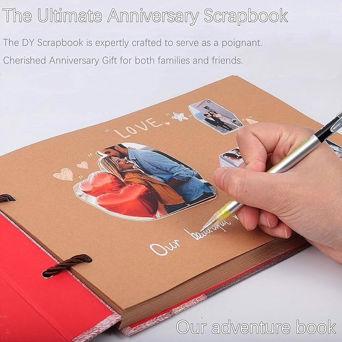 Our Adventure Book Handcrafted 11.92 x 7.62" Scrapbook, Color cover,Embossed Lettering, Inspired by 'Up', Ideal for Photos, Gift for Couples Anniversary, Weddings, Travelling, Birthday, Christmas