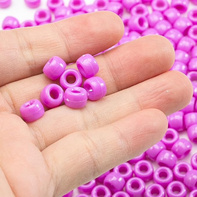 Gxueshan 1000 Pcs Acrylic Pony Beads 6x9mm Bulk for Bracelet Necklace Jewelry Making Earring Hair Braiding Kandi Beads