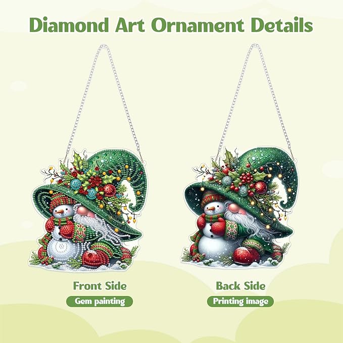GHHKUD Hanging Gnomes Diamond Art Pendants Kits, DIY Hanging Decoration Double Sided Christmas Diamond Pinting Ornaments for Adults Kids Gifts for Home Decor