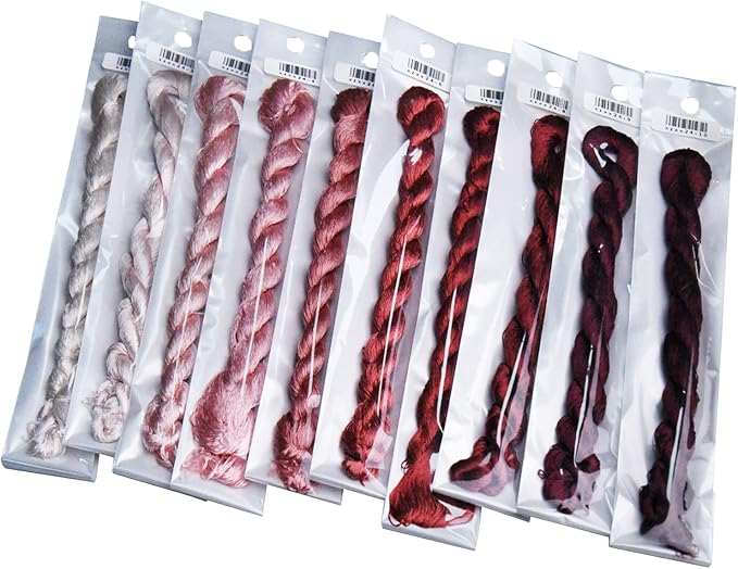 Natural 100% Silk Thread, Handmade Embroidery Thread Silk Floss 10 Colors 110m Each (24)
