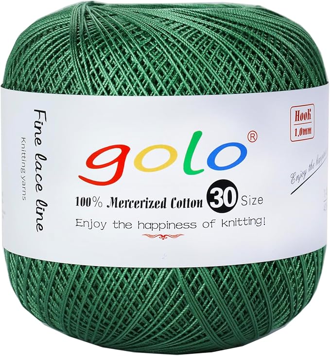 golo Crochet Thread Size 30 Yarn for Hand Kniting Tatting Green 268