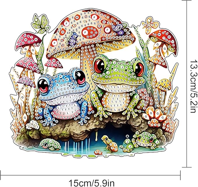 AiYuanzsh DIY 5D Mushroom Frogs Diamond Painting Kits Hanging Sign Wall Art Sign Diamond Art Window Hanging Ornament Window Pendants Home Garden Wall Door Hanging Diamond Painting Kits
