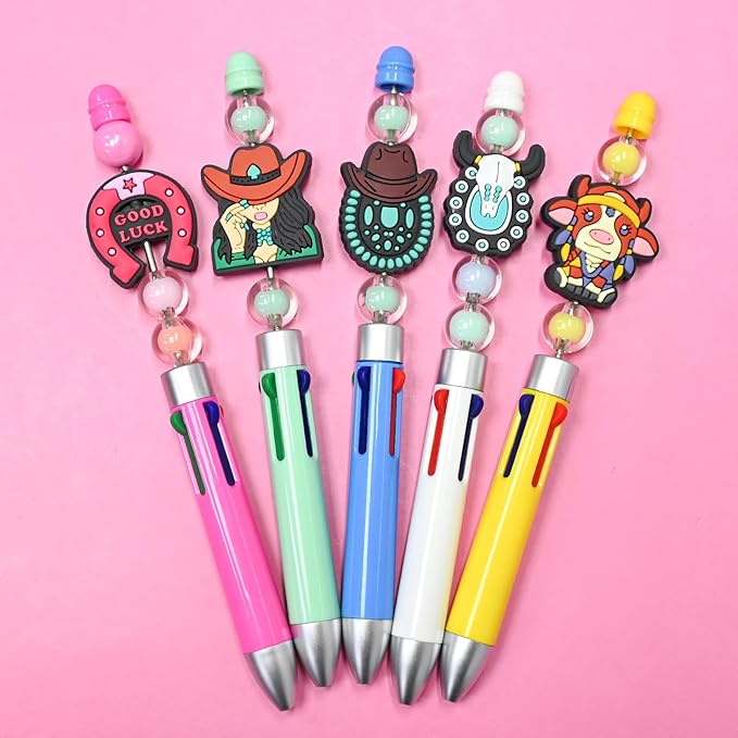 Silicone Focal Beads for Pens Cow Accessory Kit 60 Pcs Colorful Round Beads for Keychain Making Bracelet Necklace Handmade Crafts