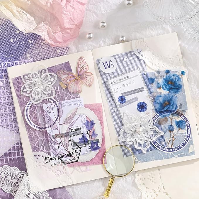 Diuhofart Scrapbook Kits for Adults, Vintage Aesthetic Stickers Paper Frame Scrapbooking Supplies Set Collage Materials for Junk Journaling, Scrap Booking, Card Making, Crafts Arts
