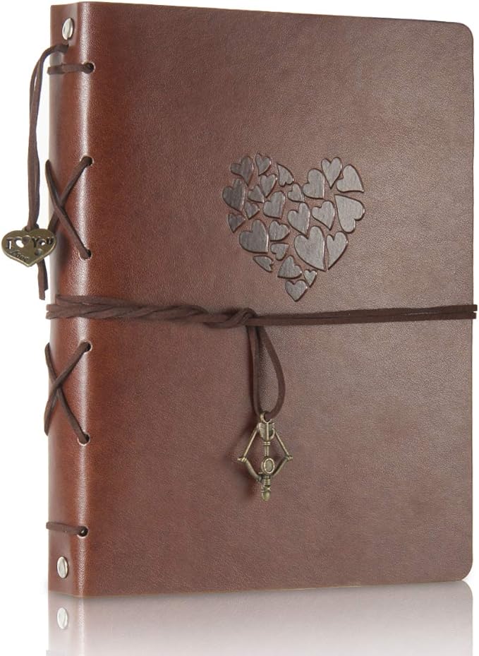 ThxMadam Leather Scrapbook Album 60 Pages Vintage Love Photo Album,8.7 * 7.1 Inch Scrapbook for Couples-DIY Memory Book,Birthday/Wedding Guest Book Gift for Anniversary Mother's Day