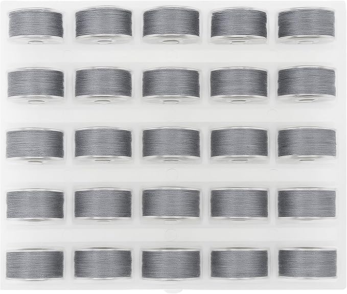Mandala Crafts 25 Gray SA156 Prewound Bobbins for Singer Sewing Machine -15J SA156 Prefilled Bobbin Thread for Brother Sewing Machine and Embroidery