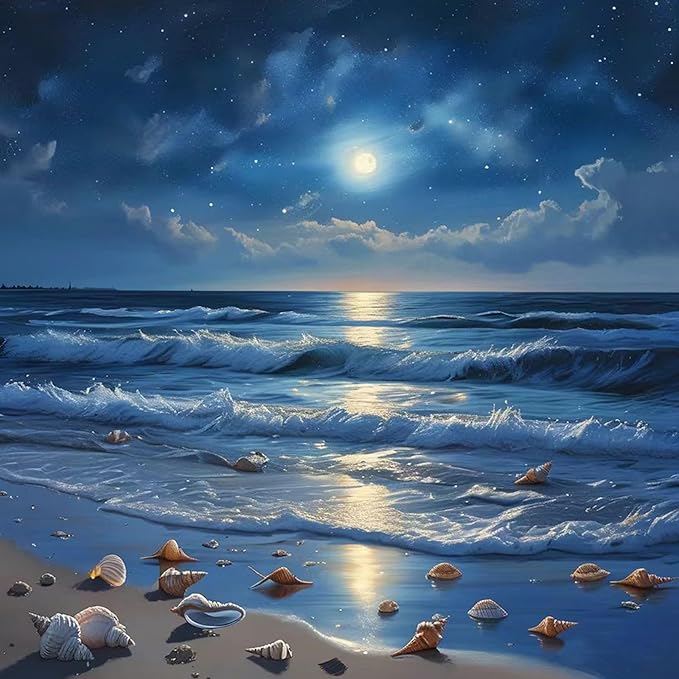 hill froeistung Sea Diamond Art Painting Kits for Adults,Beach Diamond Art Kits for Beginners, 5D DIY Round Full Drill Diamond Dots Gem Art Craft for Home Decor Gift 12x12inch