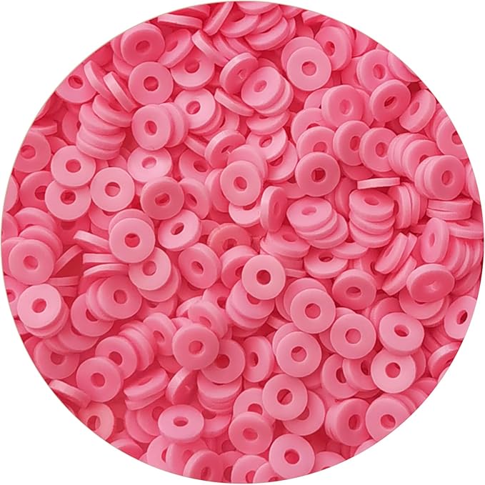 2000pcs Pink Clay Beads for Bracelets Making Heishi Polymer Flat Disc Spacer 6mm Clay Bead for Jewelry Earring DIY Crafts