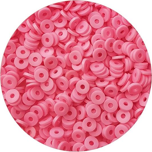 2000pcs Pink Clay Beads for Bracelets Making Heishi Polymer Flat Disc Spacer 6mm Clay Bead for Jewelry Earring DIY Crafts