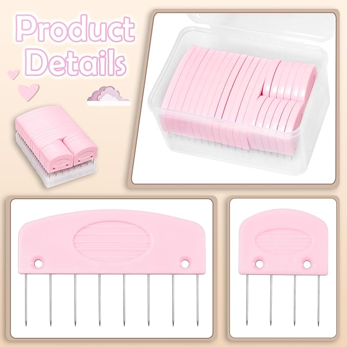 Knit Blocking Pins Kit, 25 Pcs Pink Color Knit Blocking Combs, Knit Blocking Combs for Blocking Knitting, Crochet, Lace or Needlework Projects,Knitting Block Tool for Blocking Mats