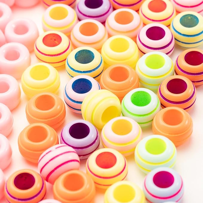Gxueshan 1400 Pcs Acrylic Gold Pink Colorful 6x9mm Pony Beads 10x6mm Mix Candy Color Alphabet Letter Beads Bulk for Jewelry Friendship Bracelet Necklace Making Kit Braids Kandi Beads (1400)