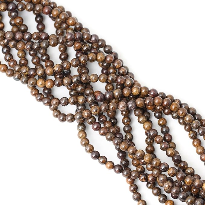 cheavian 60pcs 6mm natural bronzite gemstone round loose beads for jewelry making diy handmade 1 strand 15"