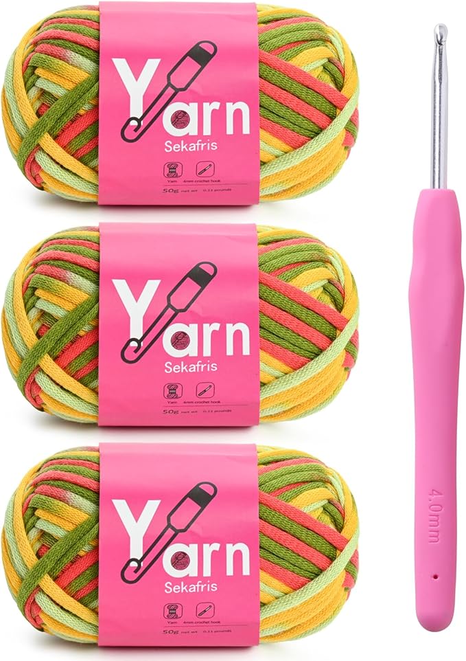 Crochet Yarn with Cotton Yarn for Crocheting - Crochet Knitting Yarns for Beginners with Easy-to-See Stitches - Yarn for Crocheting - Parfait Chunky Yarns -Cotton-Nylon Blend (A4)