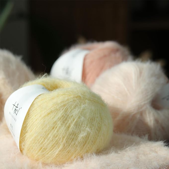 Snowbaby Wool Acrylic Blend Long Pile Yarn,(Worsted) Warm and Luxurious Fuzzy Yarn for Knitting and Crocheting DIY Hats Scarves Sweaters, 2 * 3.52oz/100g 207yds(16-Cheese)