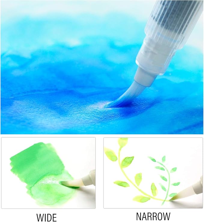 Kuretake WATERCOLOUR TRANSPARENT 14 colors set with fineliner pen and water brush pen, Portable, In a compact box, Vibrant watercolors, For professional and hobbyist, AP-Certified, Made in Japan
