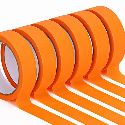 HongWay Masking Tape 1 Inch, 6 Rolls x 22yd (132yds in Total) Painters Tapes for Painting Labeling Arts Crafts, Easy Removal, No Residue (0.94in Orange)