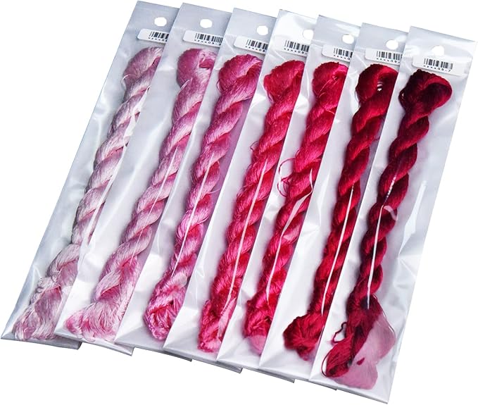 Natural 100% Silk Thread, Handmade Embroidery Thread Silk Floss 8 Colors 110m Each (09)