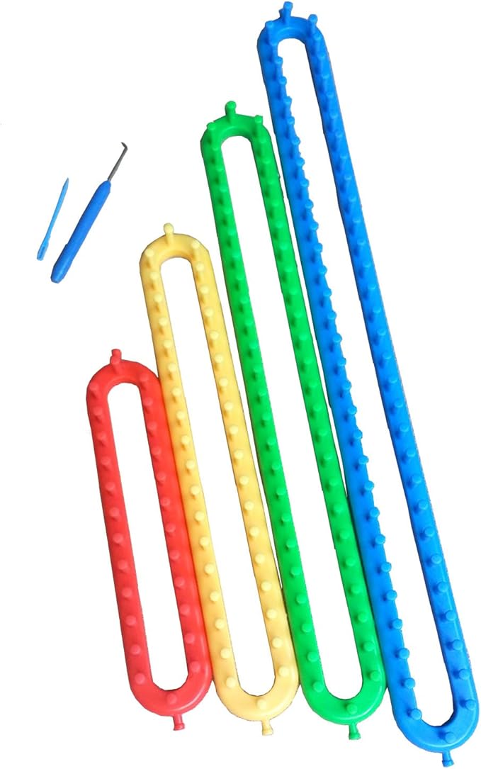 Wayion Knitting Loom Set with Hook Needle Kit Yarn Cord Knitter 4 Hat Looms Long Knitting Loom DIYfor Scarf Sweater Shawl Blankets